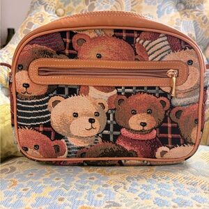 Vintage teddy bear canvas bag